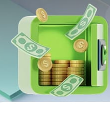 Ilustração de cofre com moedas